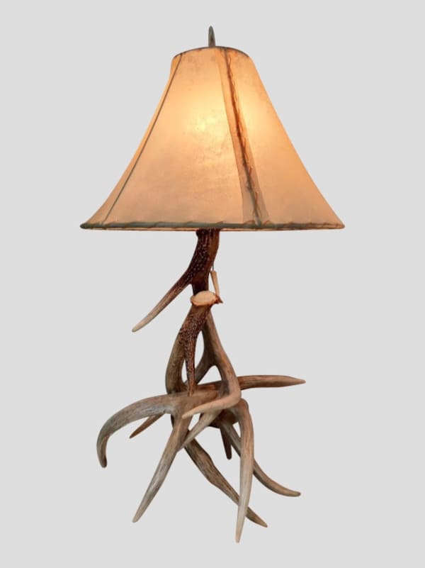 Rustic cabin mountain modern antler lamp