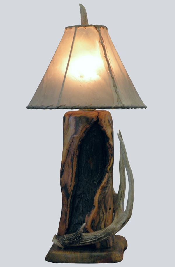 Rustic cabin mountain modern antler lamp