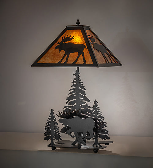 Rustic Mountain Lodge Lone Moose Accent Lamp