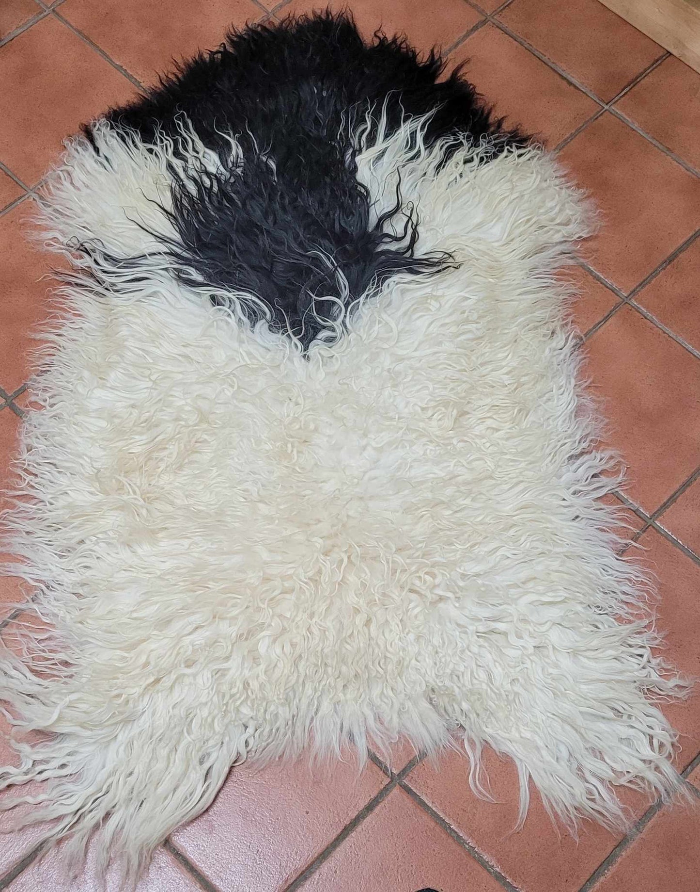 Shaggy Natural Island Sheepskin Brown and White