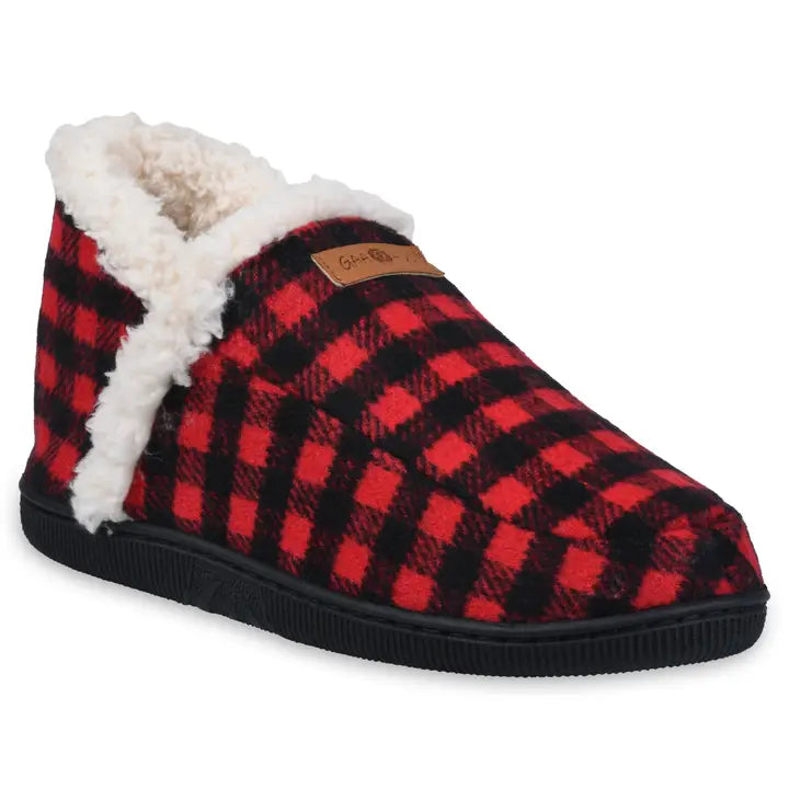 Womens Buffalo Plaid Ankle Slipper Boot