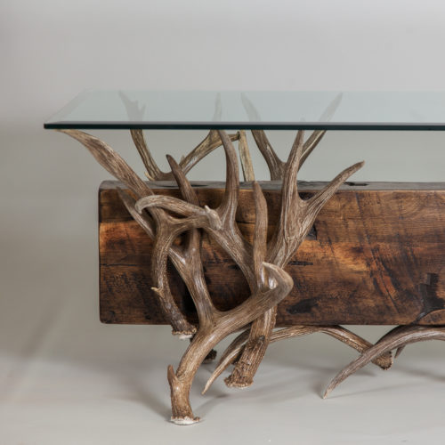 Timberline Mule Deer Antler Coffee/Cocktail Table with Reclaimed Wood