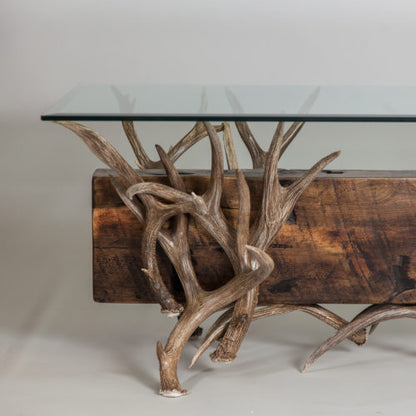 Timberline Mule Deer Antler Coffee/Cocktail Table with Reclaimed Wood