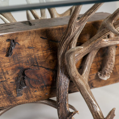 Timberline Mule Deer Antler Coffee/Cocktail Table with Reclaimed Wood