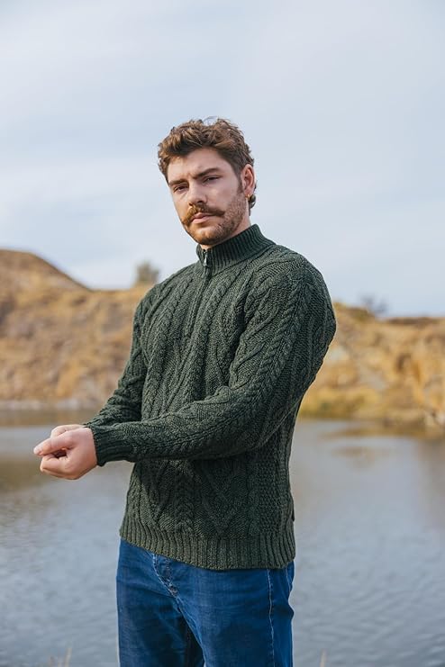 Mens Zip Neck Fisherman Sweater