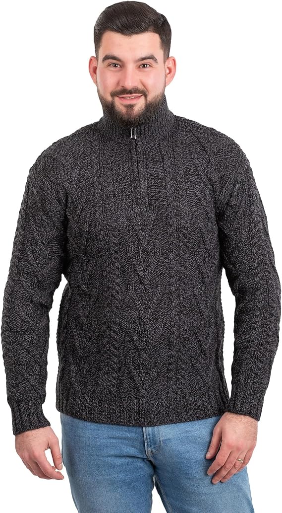 Mens Zip Neck Fisherman Sweater