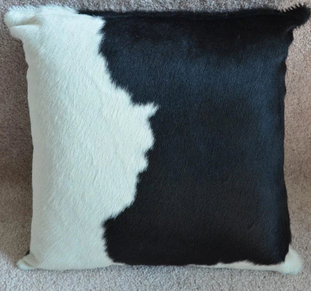 Black & White Genuine Cowhide Pillow Cover