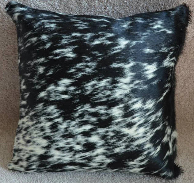 Black Salt & Pepper Genuine Cowhide Pillow Cover