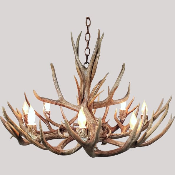 Rustic cabin mountain modern antler lamp chandelier