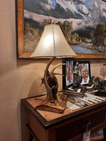 Rustic cabin mountain modern antler lamp