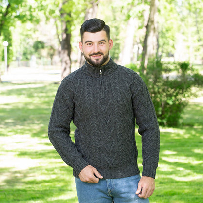 Mens Zip Neck Fisherman Sweater