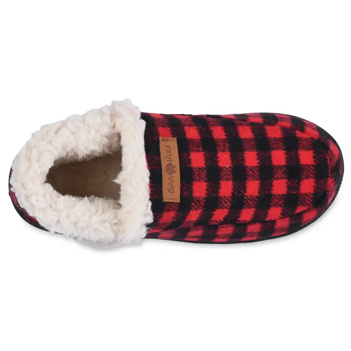 Womens Buffalo Plaid Ankle Slipper Boot