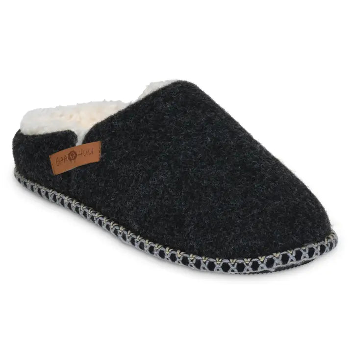 Women's Gaahuu Faux Wool Memory Foam Clog Slipper - Black