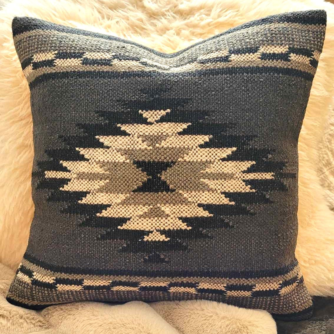 Wool Kilim Pillow Cover Geometric