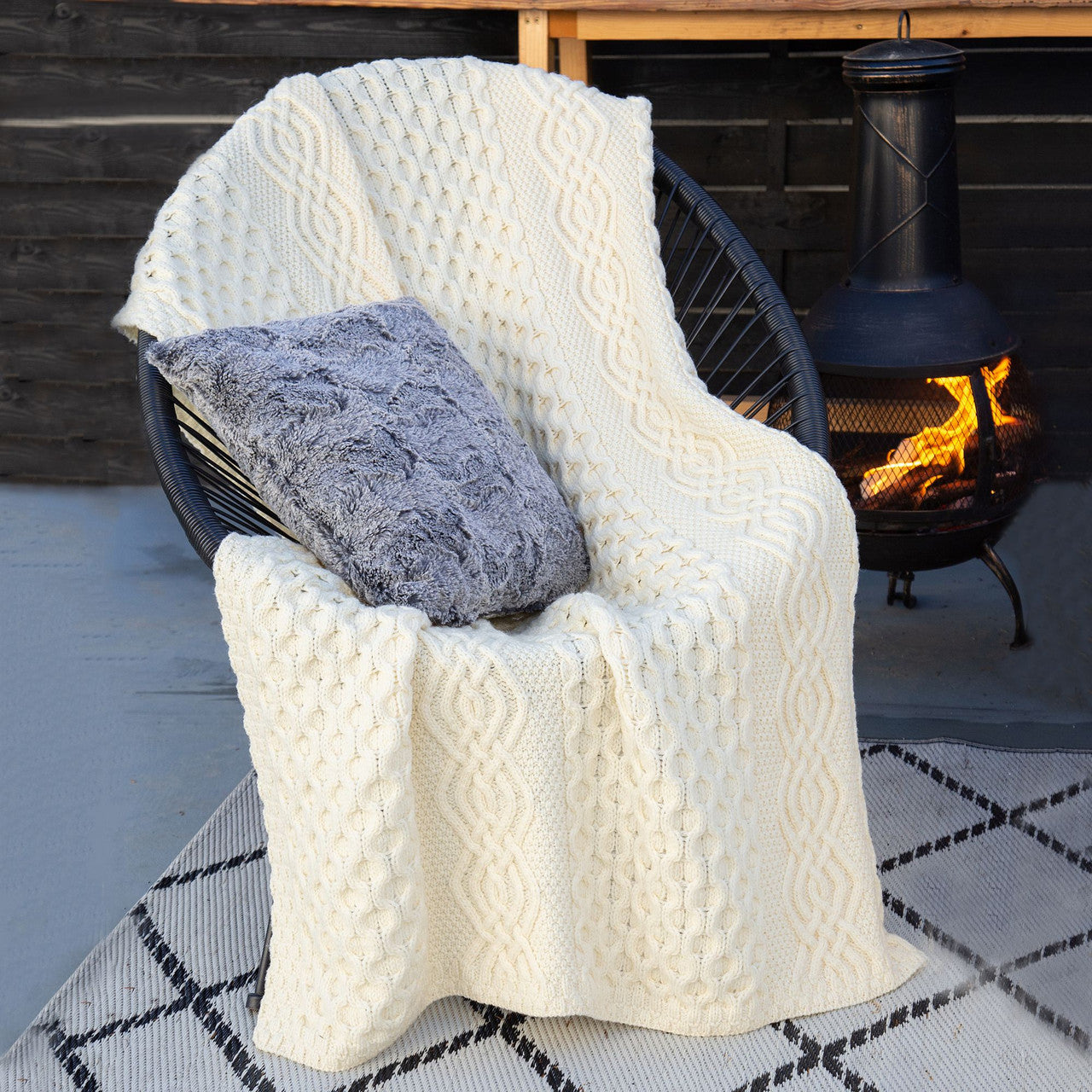 Honeycomb Merino Wool Aran Throw