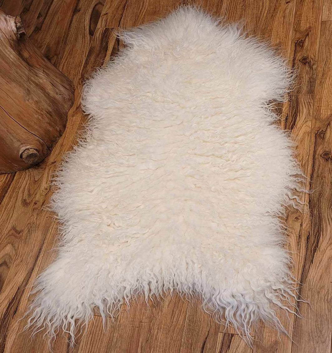 White Icelandic Curly Sheepskin