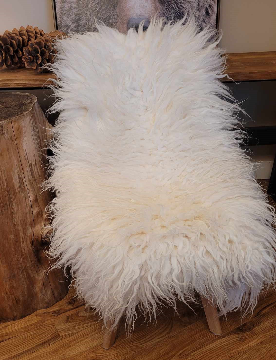 White Icelandic Curly Sheepskin