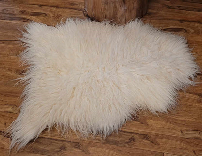 White Icelandic Curly Sheepskin