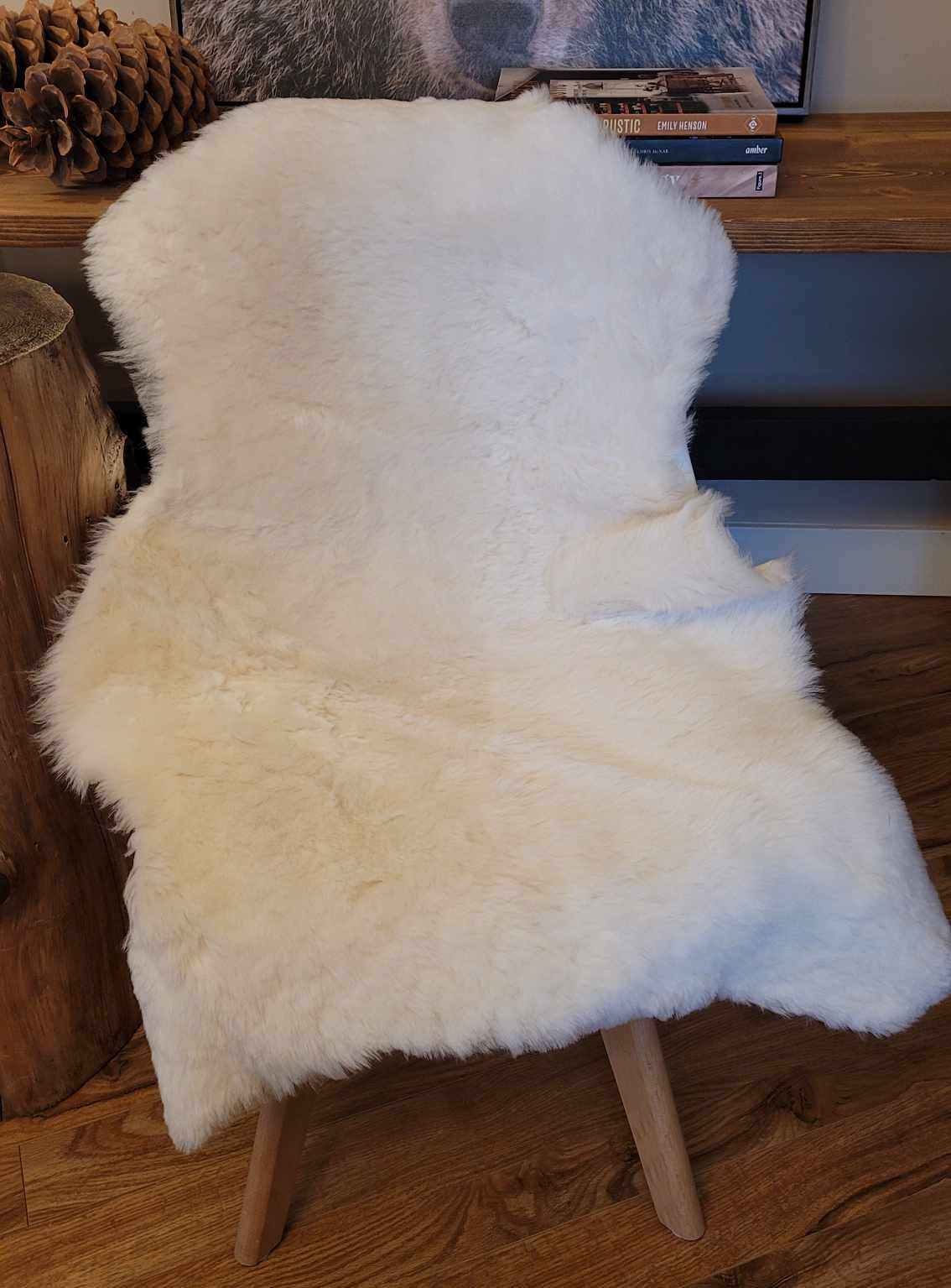 white short pile sheepskin rug Scandinavian